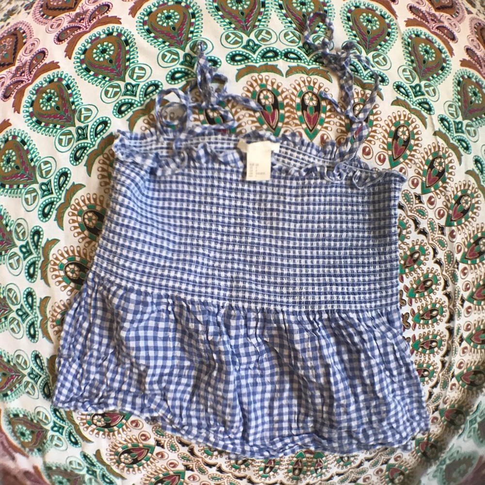 Dainty Blue Checkered Sleeveless Top